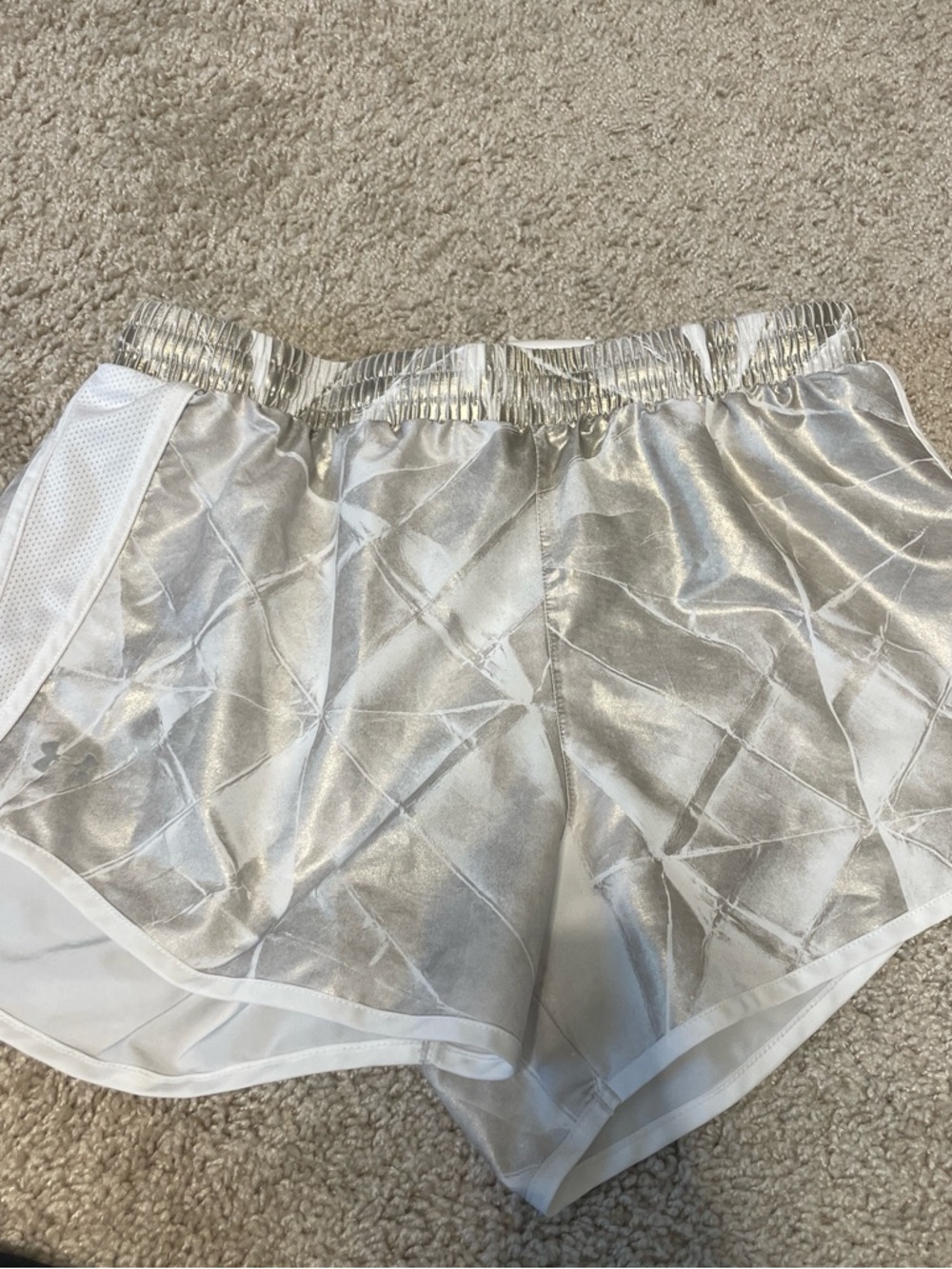 Under Armour Silver Metallic Women's Athletic Shorts